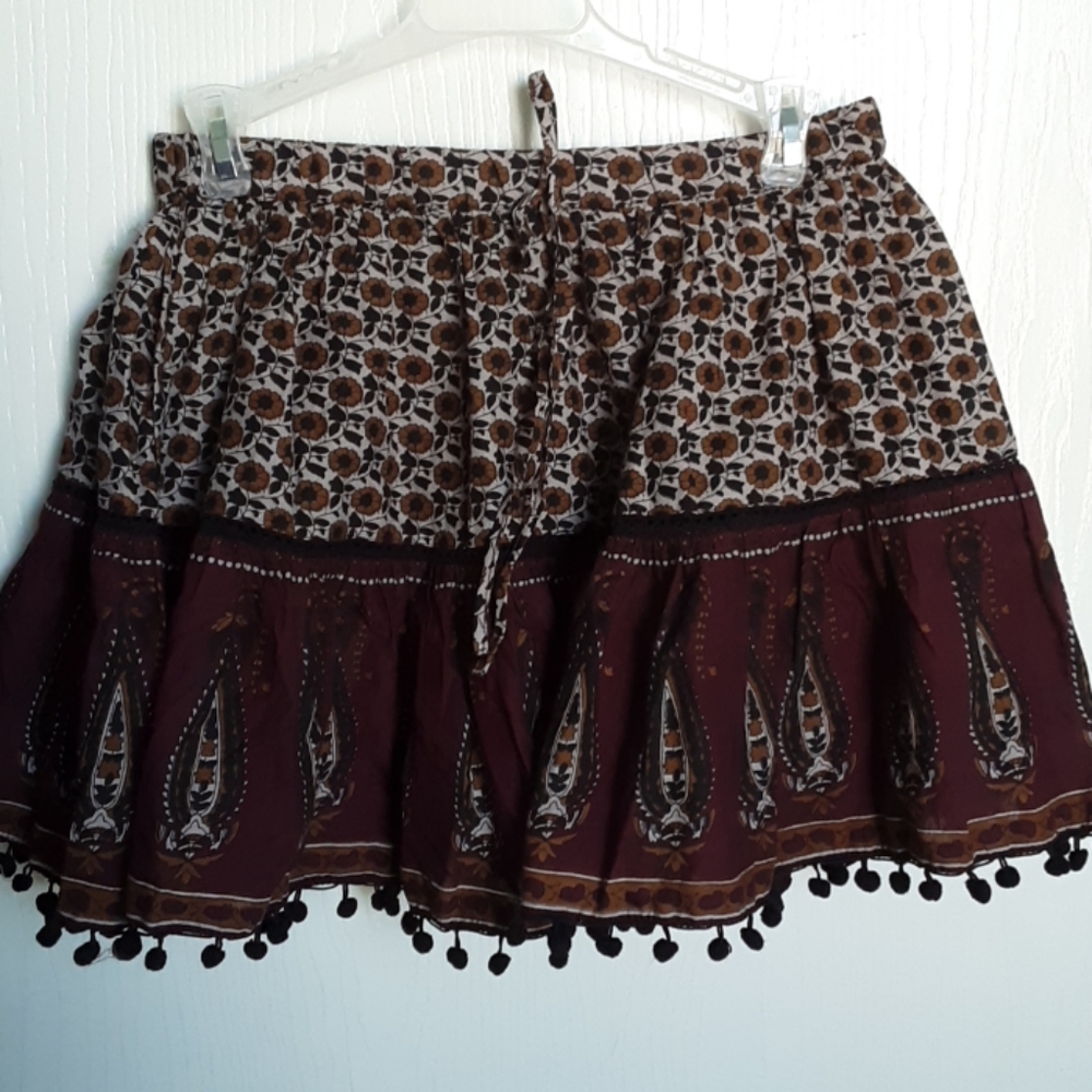Womens Band of Gypsies pom pom mini skirt